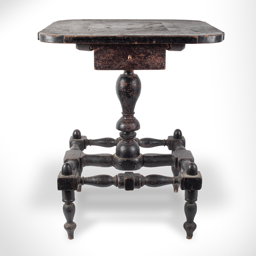 Antique American Side Table, Work Stand in a Historic Surface. Occasional Table Displaying Encyclopedic Turnings, Image 1